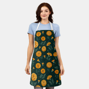 Vibrant Marigolds Pattern Apron