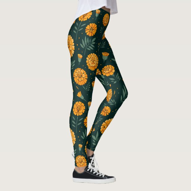 Vibrant Marigolds Pattern Leggings (Right)
