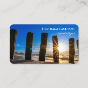 Vibrant maritime beach sunset travel agent ocean business card