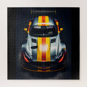 Vibrant Matte Race Car Jigsaw Puzzle-Fun and Game Puzzle