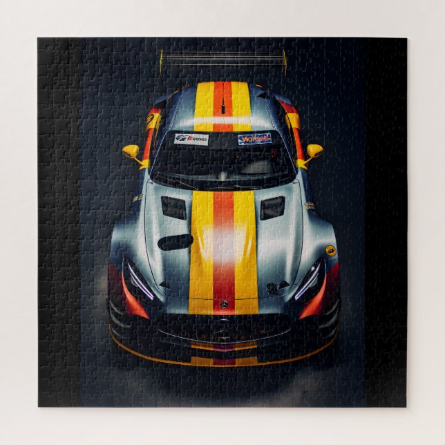 Vibrant Matte Race Car Jigsaw Puzzle-Fun and Game Puzzle (Vertical)