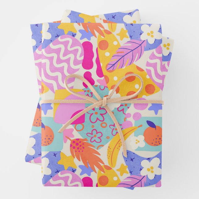Vibrant Maxi Patchwork Wrapping Paper Sheet (In situ)