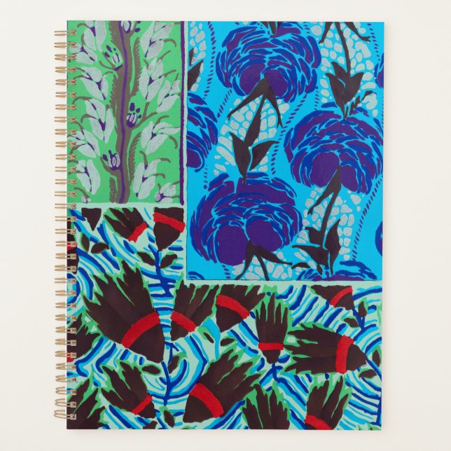 Vibrant Maximalist Blue & Green Floral Art Planner (Front)