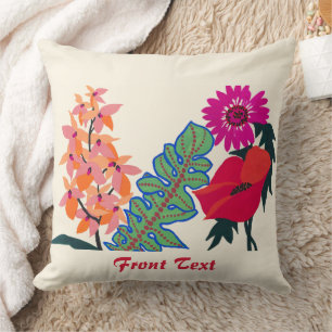 Vibrant Maximalist Boho Floral Garden Art Cushion