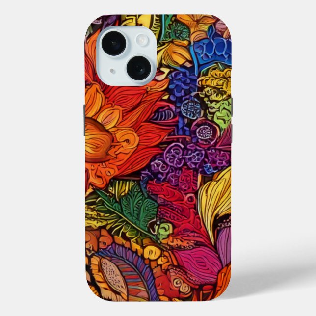 Vibrant Maximalist Floral Pattern Case-Mate iPhone Case (Back)