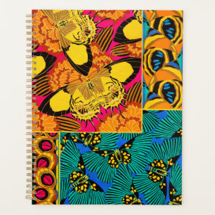 Vibrant Maximalist Pink & Teal Butterfly Art Planner