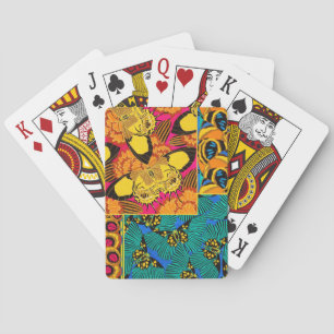 Vibrant Maximalist Pink & Teal Butterfly Art Playing Cards