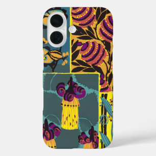 Vibrant Maximalist Purple & Teal Floral Print iPhone 16 Case
