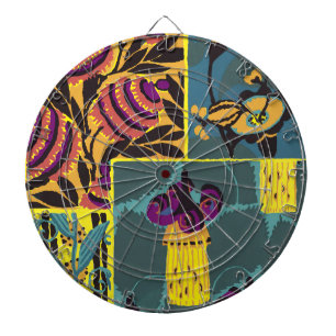 Vibrant Maximalist Purple & Teal Floral Print Dartboard