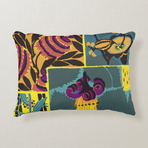 Vibrant Maximalist Purple & Teal Floral Print Decorative Cushion