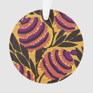 Vibrant Maximalist Purple & Teal Floral Print Ornament
