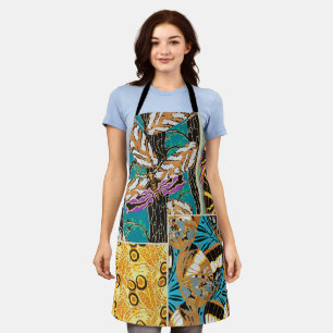 Vibrant Maximalist Teal & Purple Butterfly Art Apron