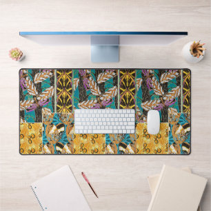 Vibrant Maximalist Teal & Purple Butterfly Art Desk Mat
