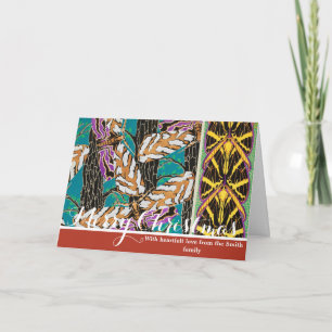Vibrant Maximalist Teal & Purple Butterfly Art Holiday Card