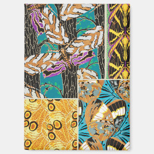 Vibrant Maximalist Teal & Purple Butterfly Art Magnet