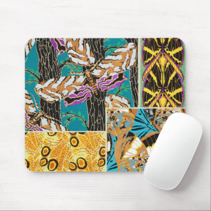 Vibrant Maximalist Teal & Purple Butterfly Art Mouse Pad