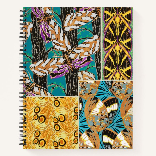 Vibrant Maximalist Teal & Purple Butterfly Art Notebook (Front)