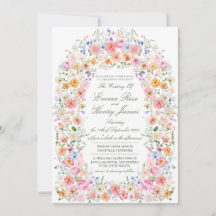 Vibrant Meadow Wildflower Floral Garden Wedding Invitation