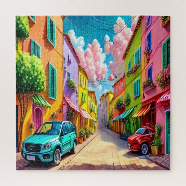 Vibrant Mediterranean Village  Jigsaw Puzzle (Vertical)