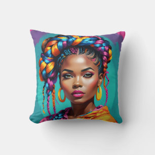 Vibrant Melanin Woman - Pop Art Inspired Cushion