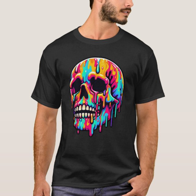 Vibrant Melting Skull T-Shirt (Front)