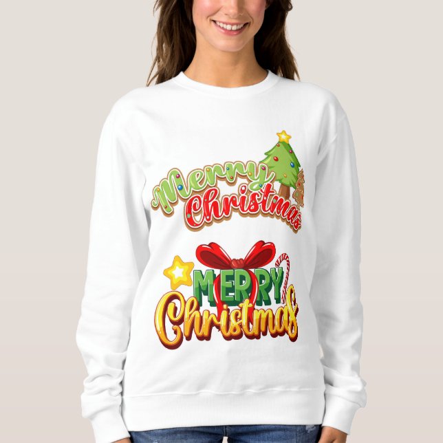 Vibrant Merry Christmas Typography - Colourful Gir Sweatshirt (Front)