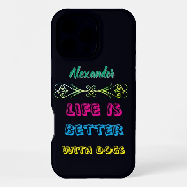 Vibrant message for dog lovers! iPhone case (Back)