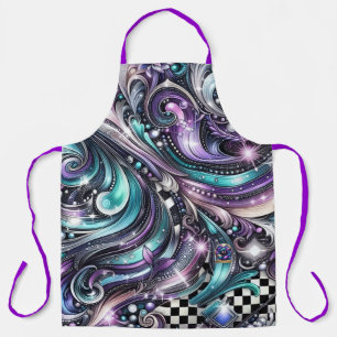 Vibrant Metallic Paisley Pink Purple Teal Blue Bli Apron