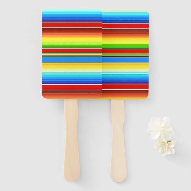 Vibrant Mexican Blanket Traditional Spanish Serape Hand Fan (Front and Back)