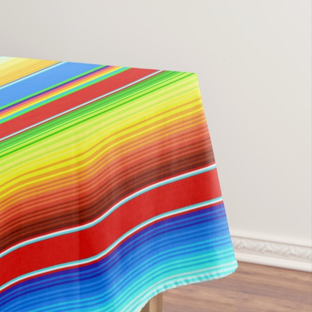 Vibrant Mexican Blanket Traditional Spanish Serape Tablecloth (In Situ)