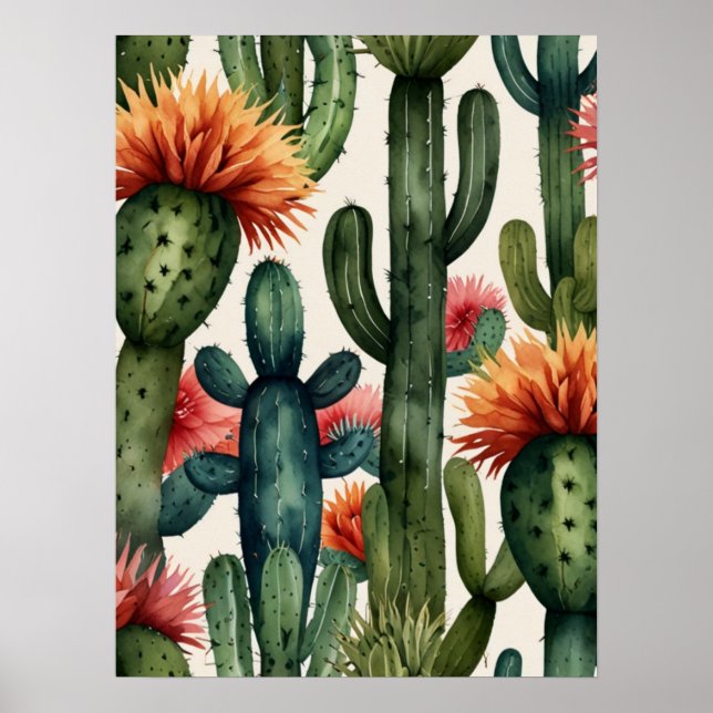 Vibrant Mexican Cactus Art Print (Front)