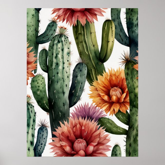 Vibrant Mexican Cactus Art Print (Front)