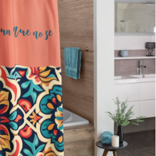 Vibrant Mexican Cantaro Design Customisable Shower Curtain