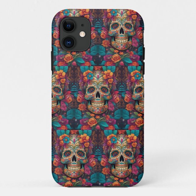 Vibrant Mexican Celebration: Sugar Skull Art Case-Mate iPhone Case (Back)