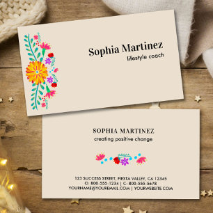 Vibrant Mexican Fiesta Floral Champagne Business Card