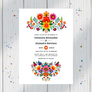Vibrant Mexican Fiesta Floral Wedding Invitation