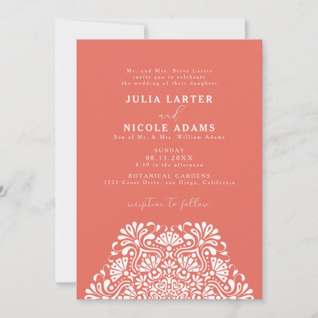 Vibrant Mexican Fiesta Rainbow Mandala Wedding Invitation (Front)