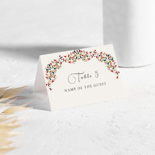 Vibrant Mexican Fiesta Style Rainbow Place Card