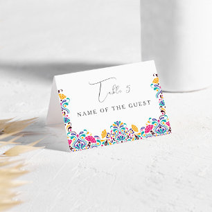 Vibrant Mexican Fiesta Style Rainbow Place Card