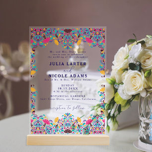 Vibrant Mexican Fiesta Style Rainbow Wedding Acrylic Invitations