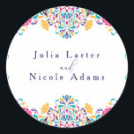 Vibrant Mexican Fiesta Style Rainbow Wedding Classic Round Sticker<br><div class="desc">Beautiful Invitation to celebrate Special occasions and festivals comes with digital and E-invitation as per your request. We would love to replicate our designs to make multiple products like rsvp cards, labels envelopes, and more. Customisation is available for ready to print on request at info@shamaurcreatif@gmail.com. Look Forward to hearing from...</div>