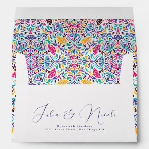 Vibrant Mexican Fiesta Style Rainbow Wedding Envelope