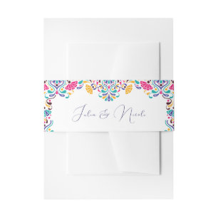 Vibrant Mexican Fiesta Style Rainbow Wedding Invitation Belly Band