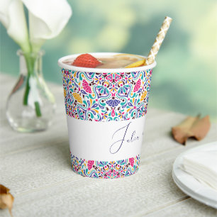 Vibrant Mexican Fiesta Style Rainbow Wedding Paper Cups