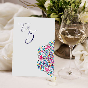 Vibrant Mexican Fiesta Style Rainbow Wedding Table Number
