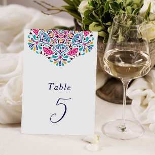 Vibrant Mexican Fiesta Style Rainbow Wedding Table Number
