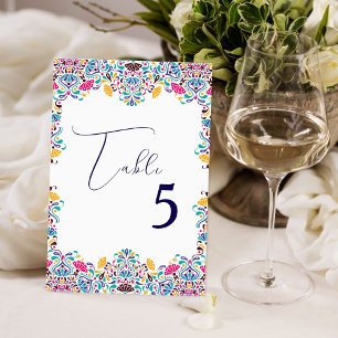 Vibrant Mexican Fiesta Style Rainbow Wedding Table Number