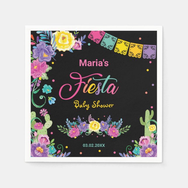 Vibrant Mexican Floral Fiesta Baby Shower Girl  Napkin (Front)