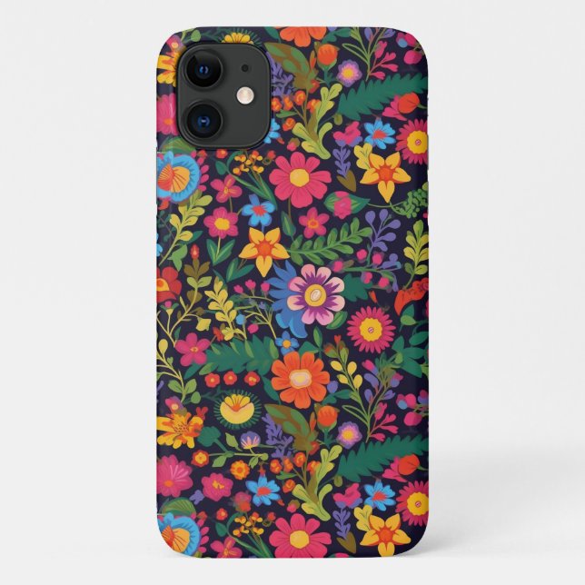Vibrant Mexican Flower Pattern Phone Case (Back)