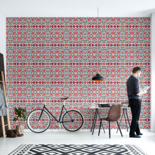 Vibrant Mexican Folk Art Floral Vector Pattern Wallpaper